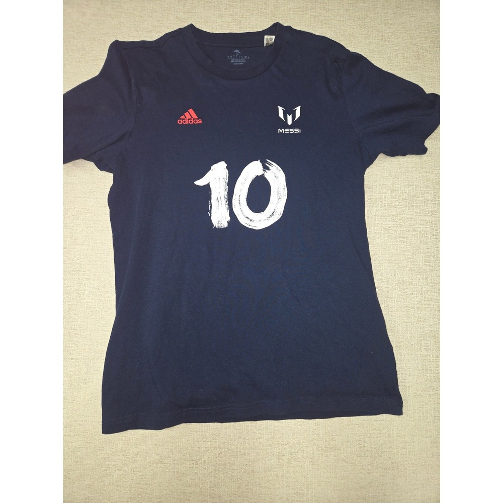 Men's Small Adidas Messi 10 Graphic T-Shirt Navy Blue Soccer Tee